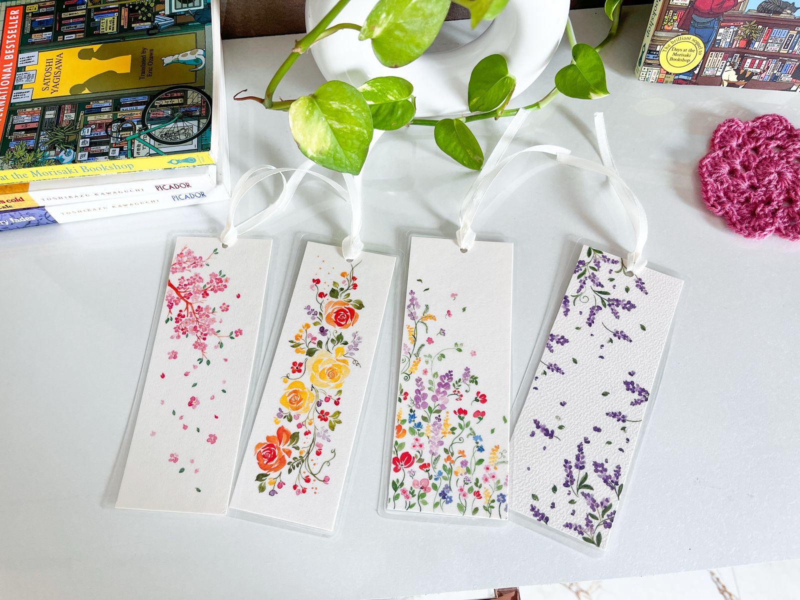 Set of 4 Whimsical Floral Bookmarks