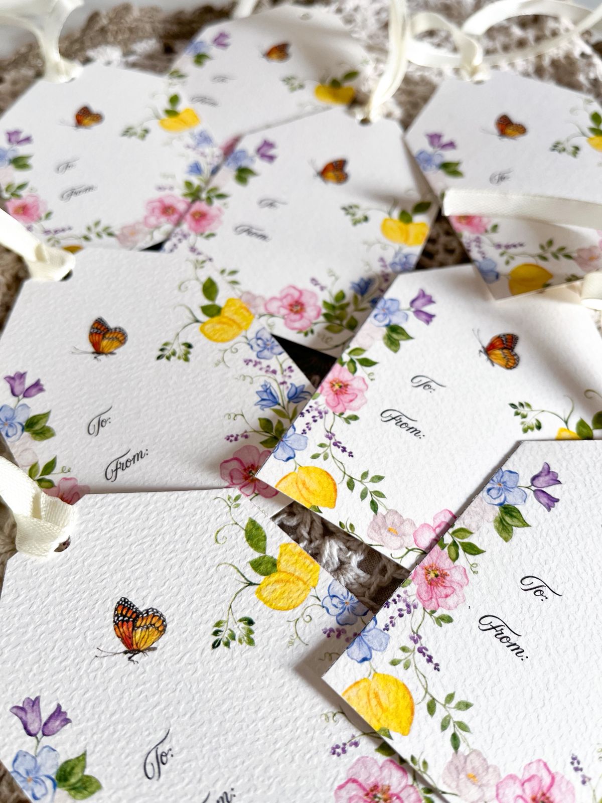 Set of 8 lemons and florals Gift Tags