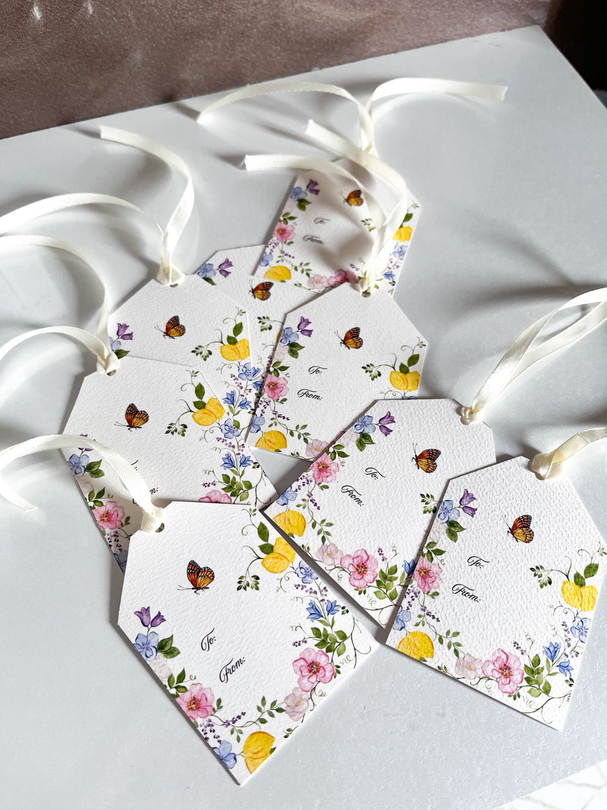 Set of 8 lemons and florals Gift Tags