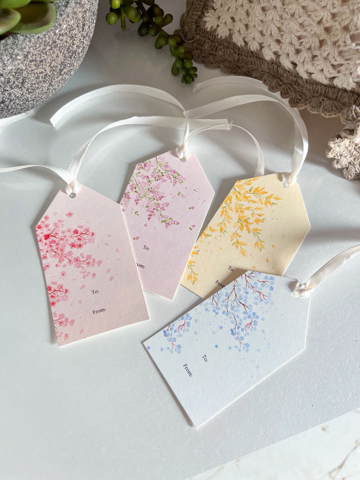 Set of 8 Branching Blooms Gift Tags