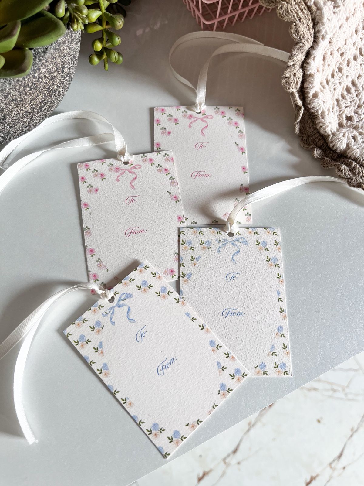 Petals and Bows Set of 8 Gift Tags