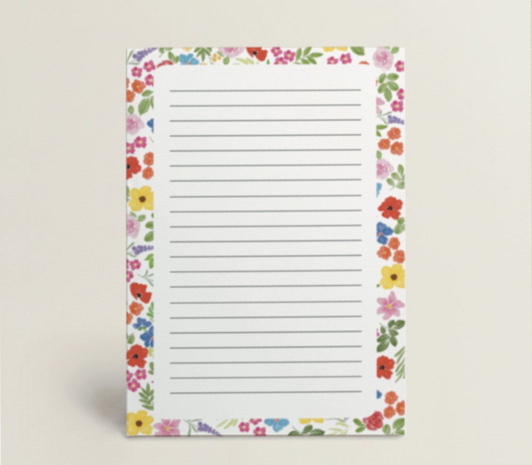 Floral Border Lined Notepad