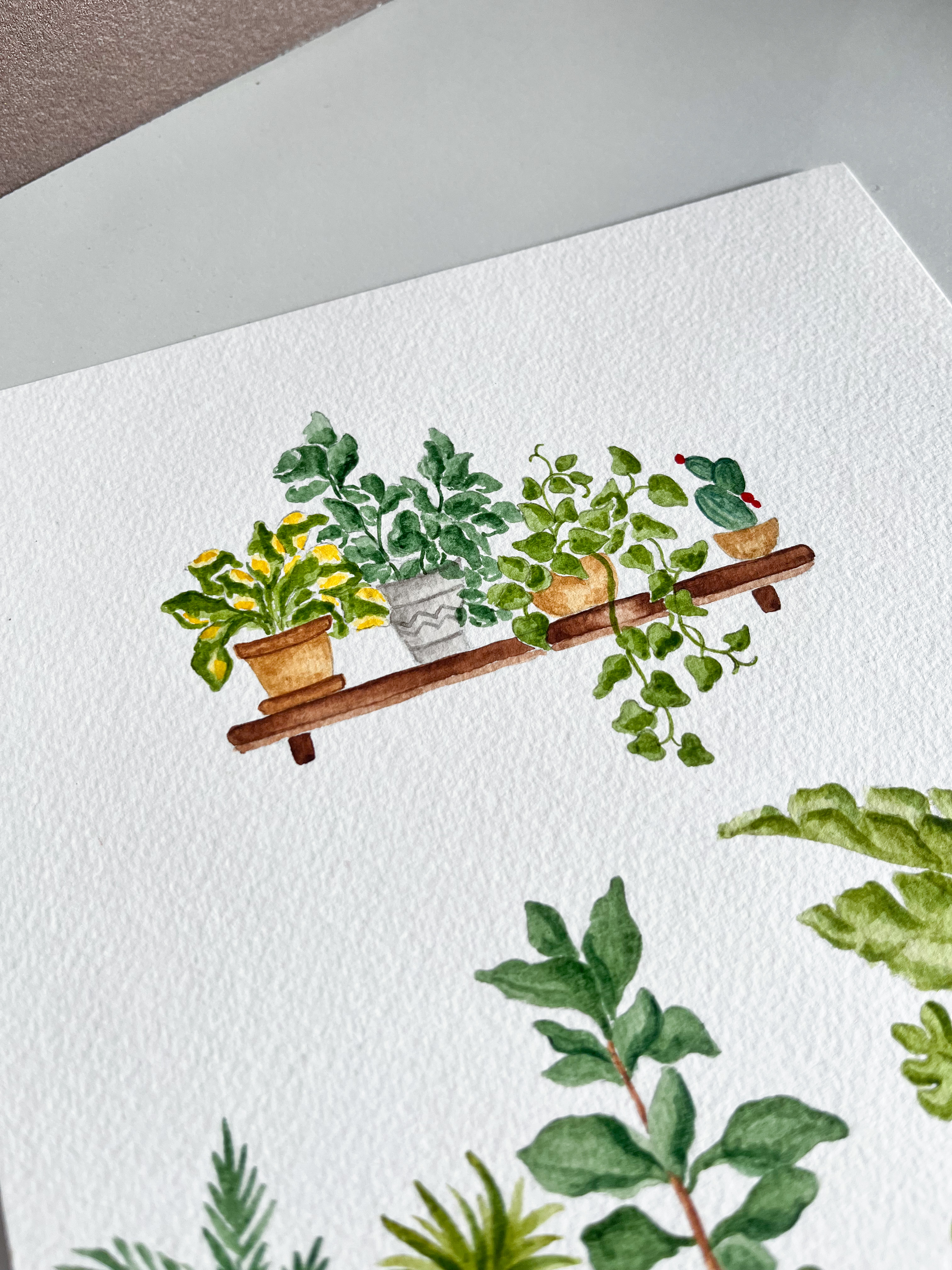 Watercolor Indoor Green Plants