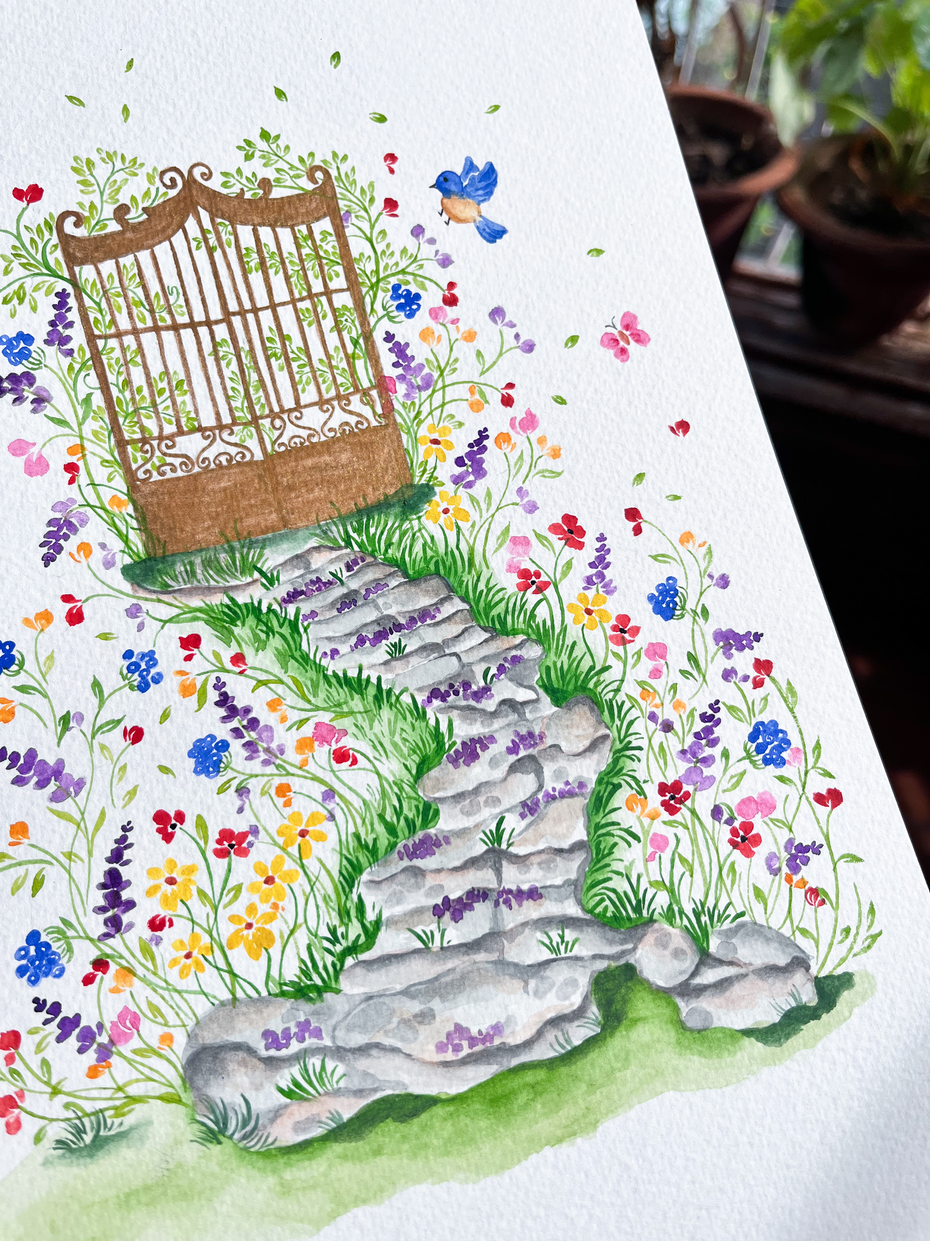 Watercolor Blooming Pathway
