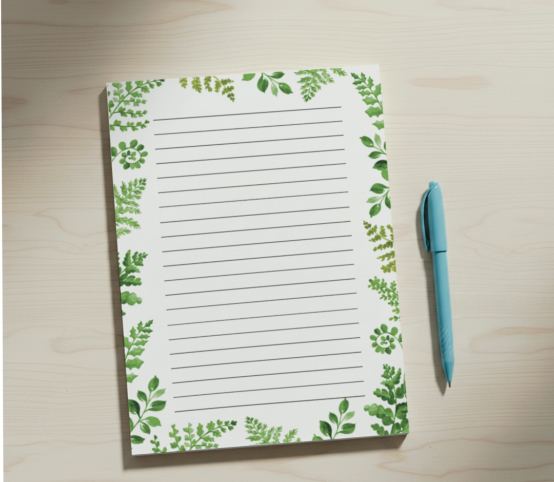 Green Leaves Lined Notepad
