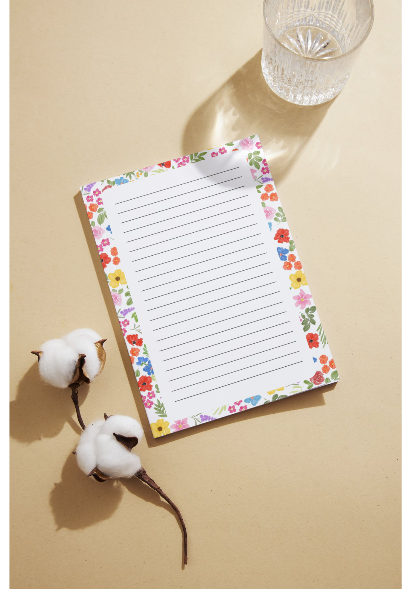 Floral Border Lined Notepad