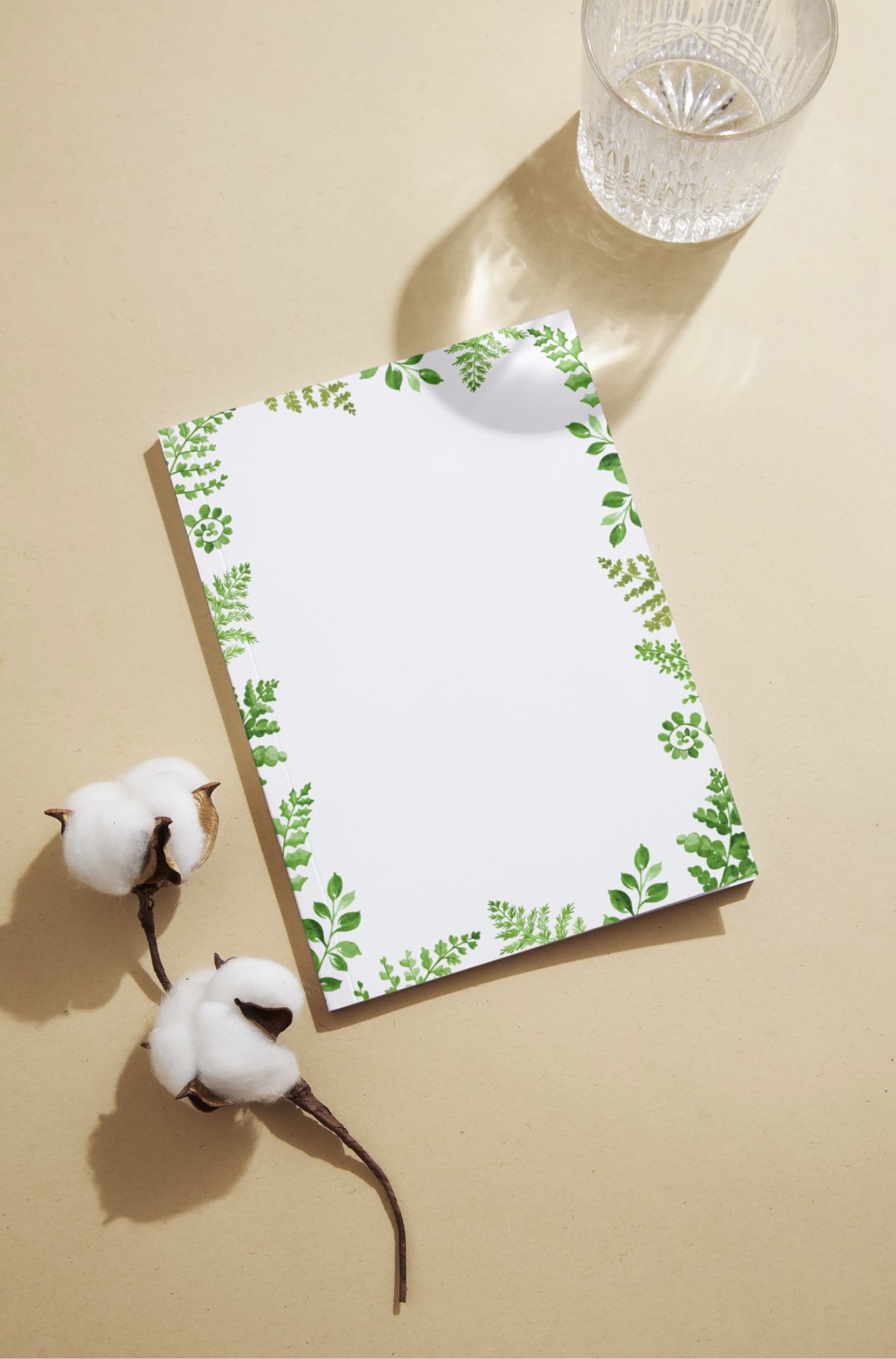 Green Leaves Unlined Notepad