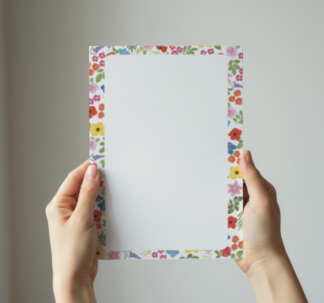 Floral Border Unlined Notepad