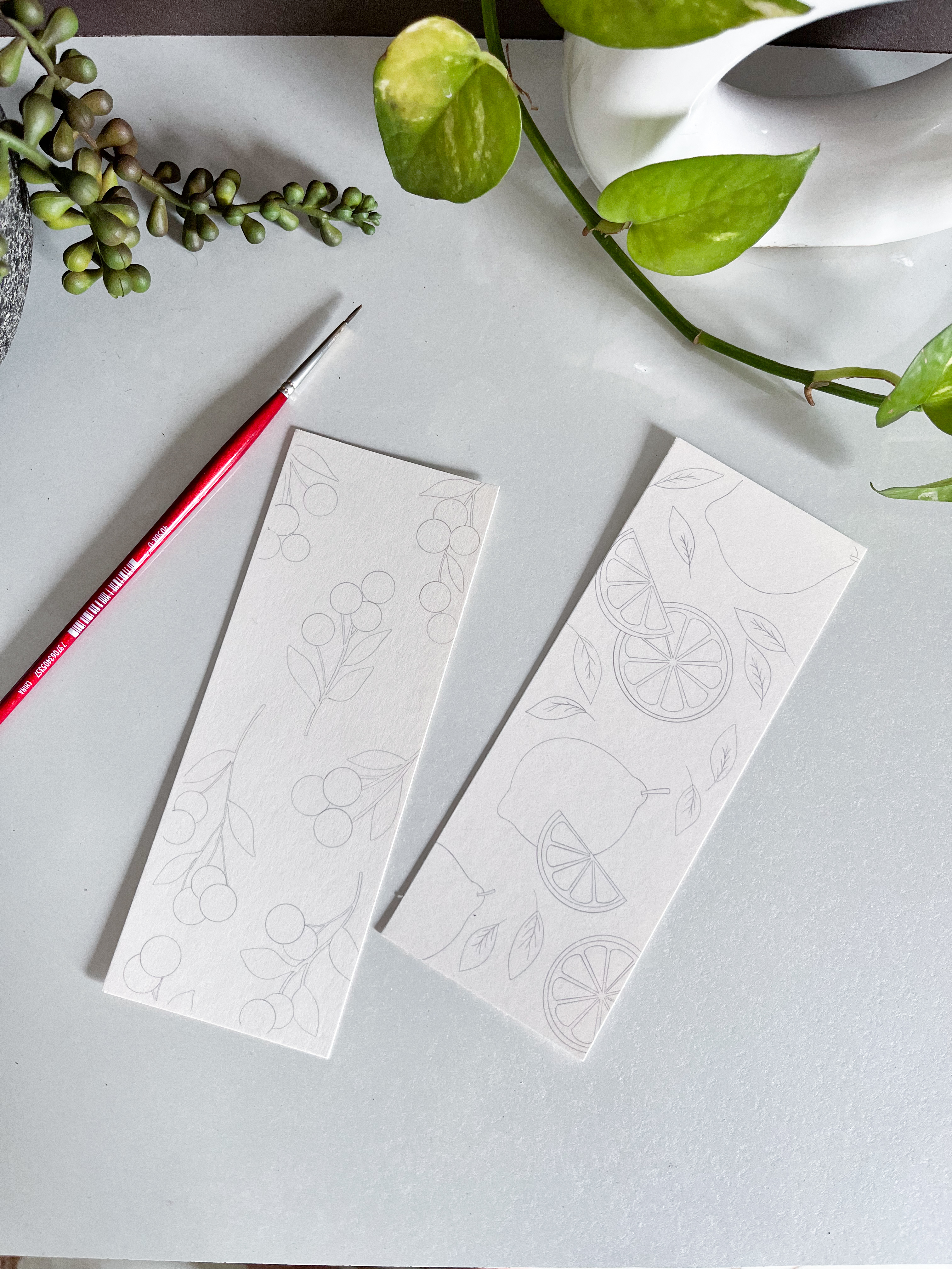 Cherry and Lemon Paintable Bookmark Set