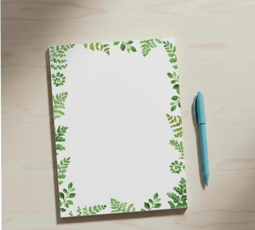 Green Leaves Unlined Notepad