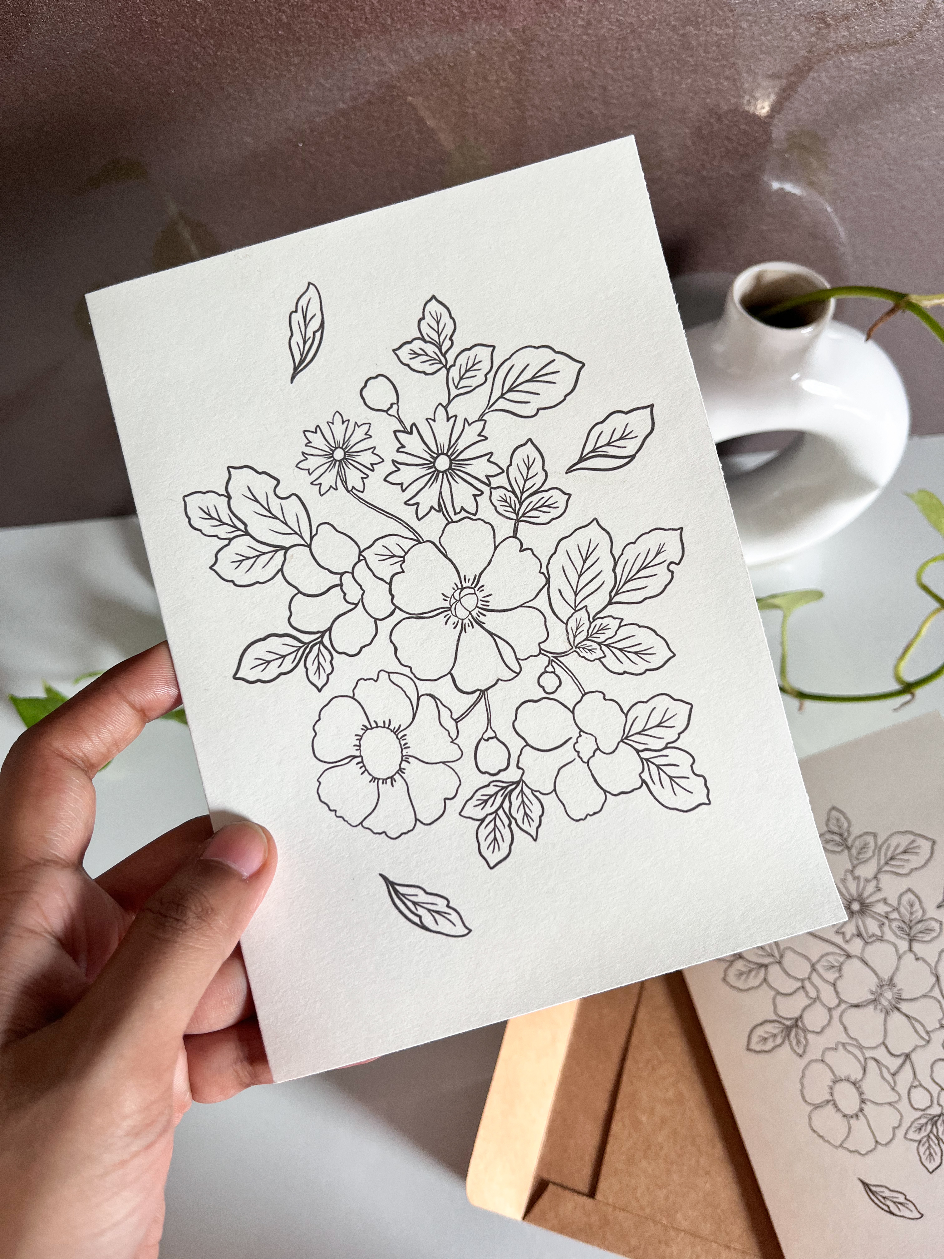 Floral Bouquet Paintable Greeting Card