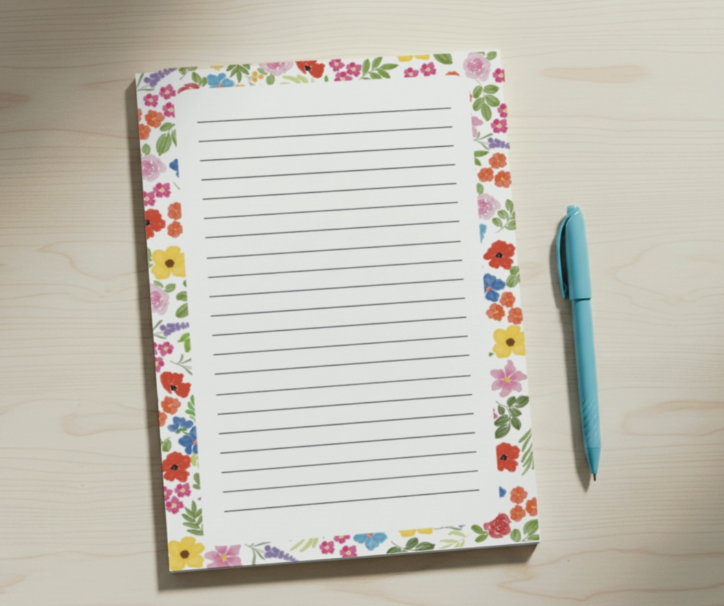 Floral Border Lined Notepad