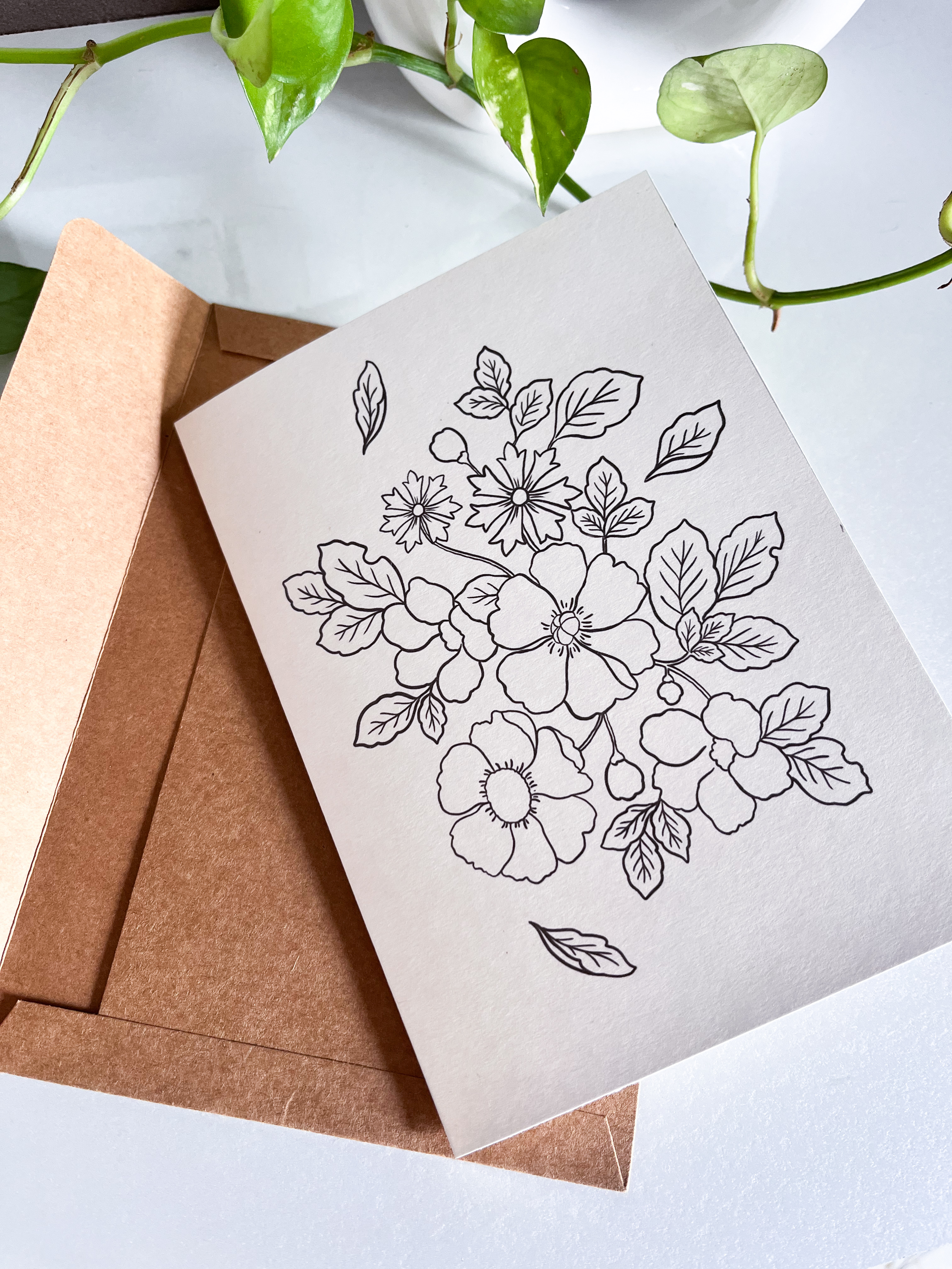 Floral Bouquet Paintable Greeting Card