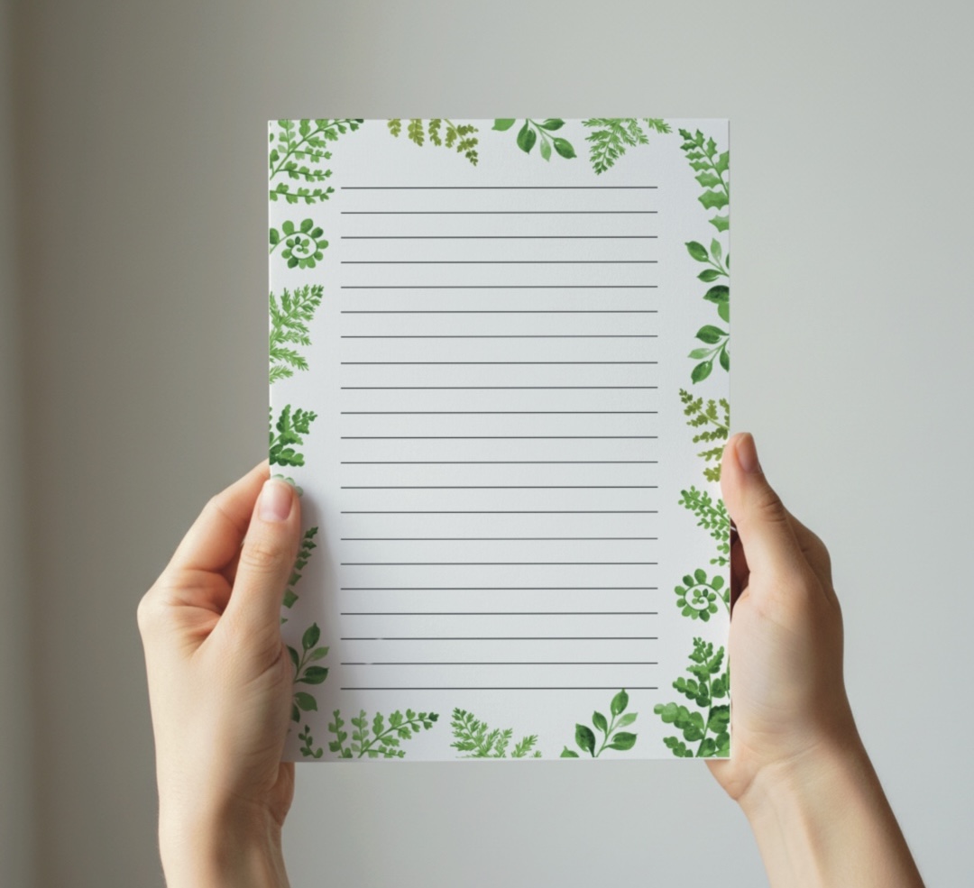 Green Leaves Lined Notepad