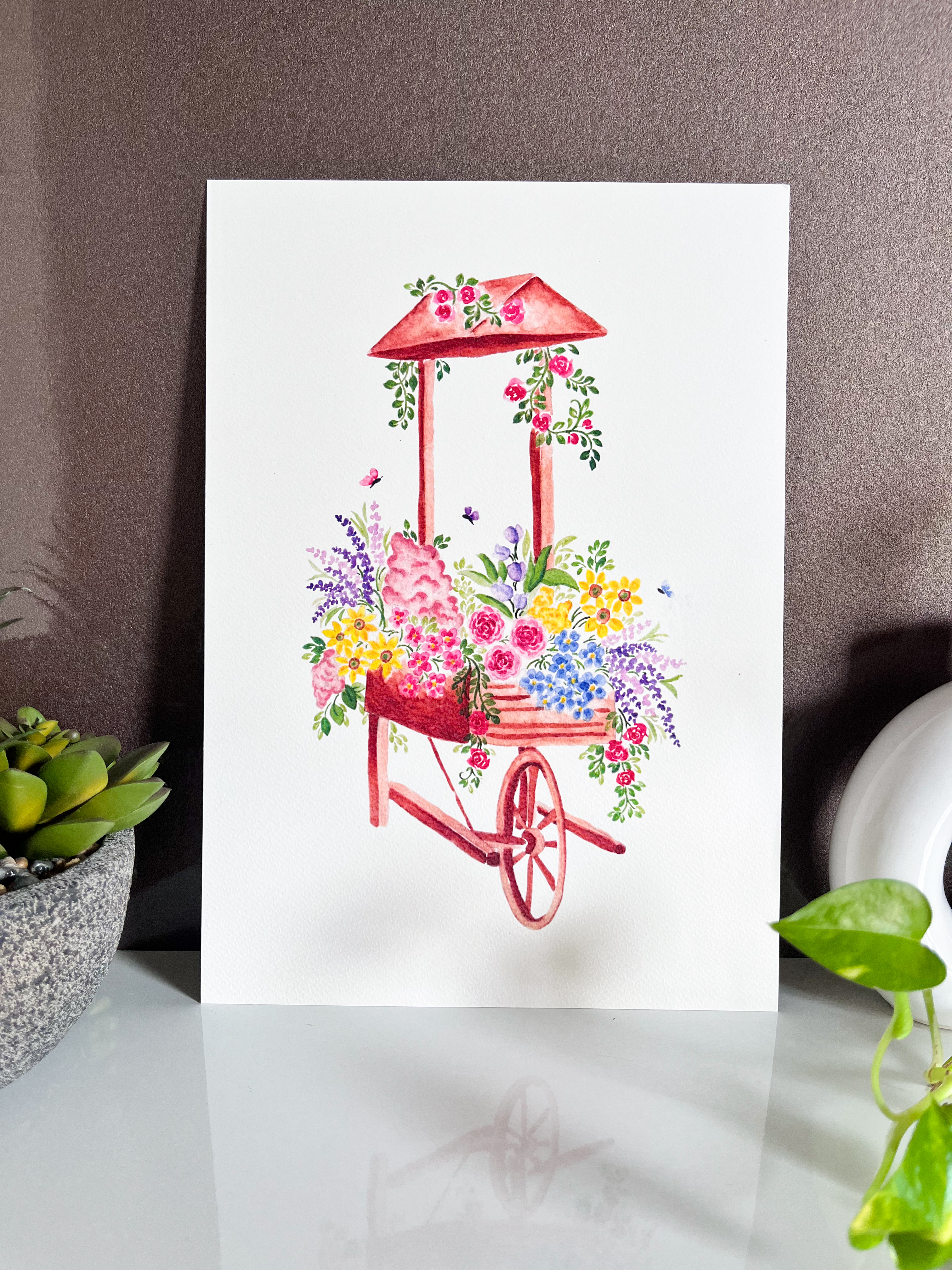 Floral Cart Art Print