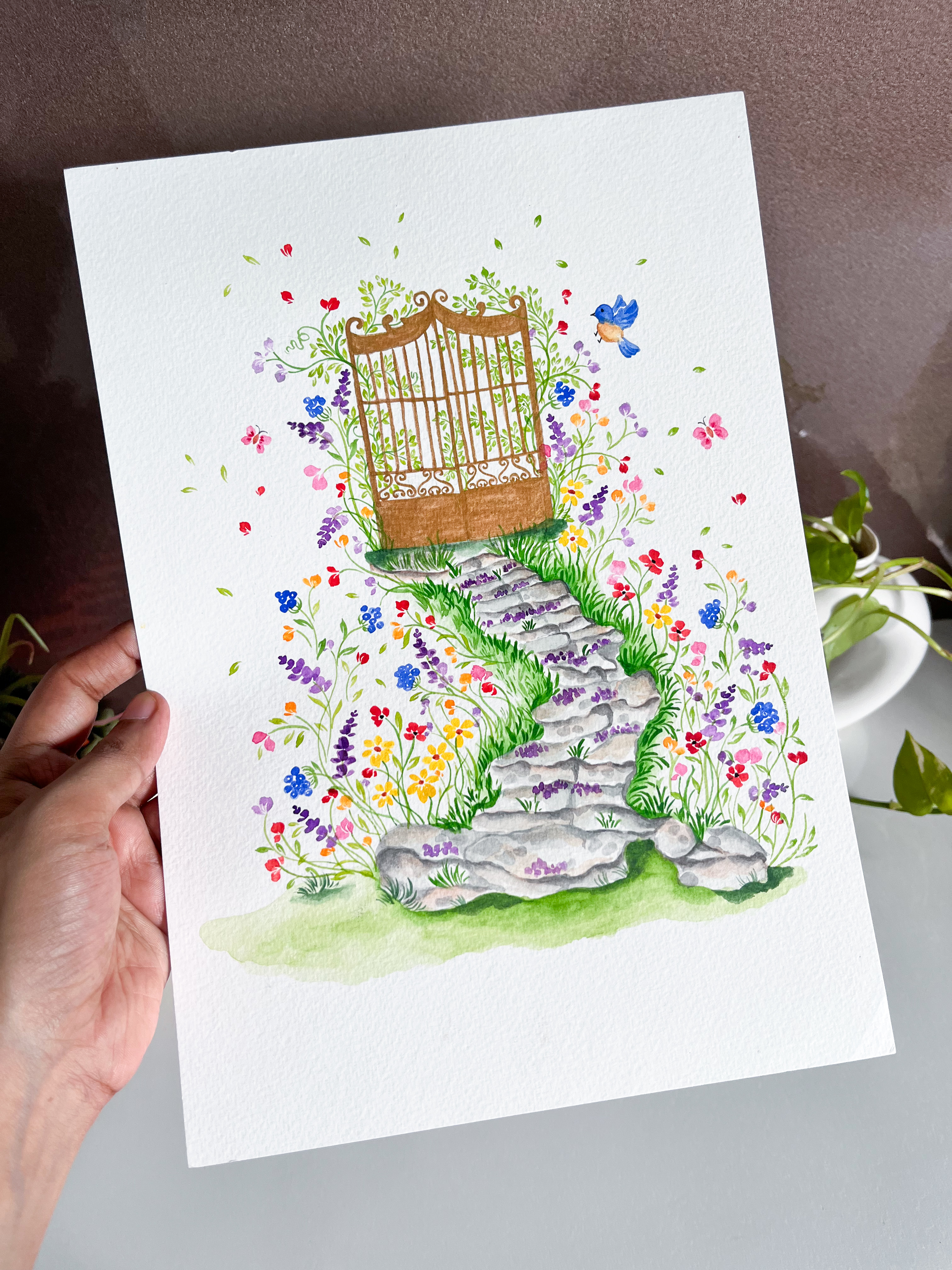 Watercolor Blooming Pathway