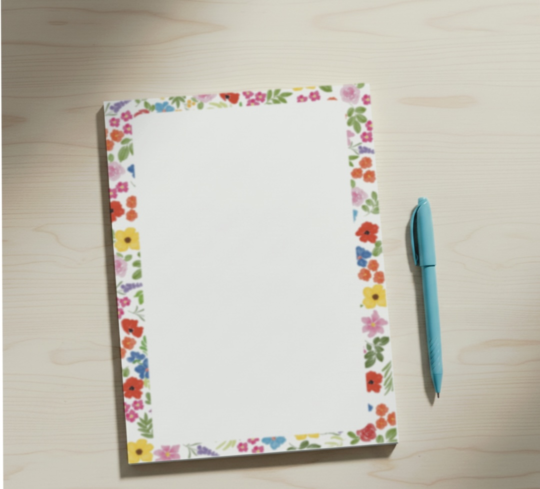 Floral Border Unlined Notepad