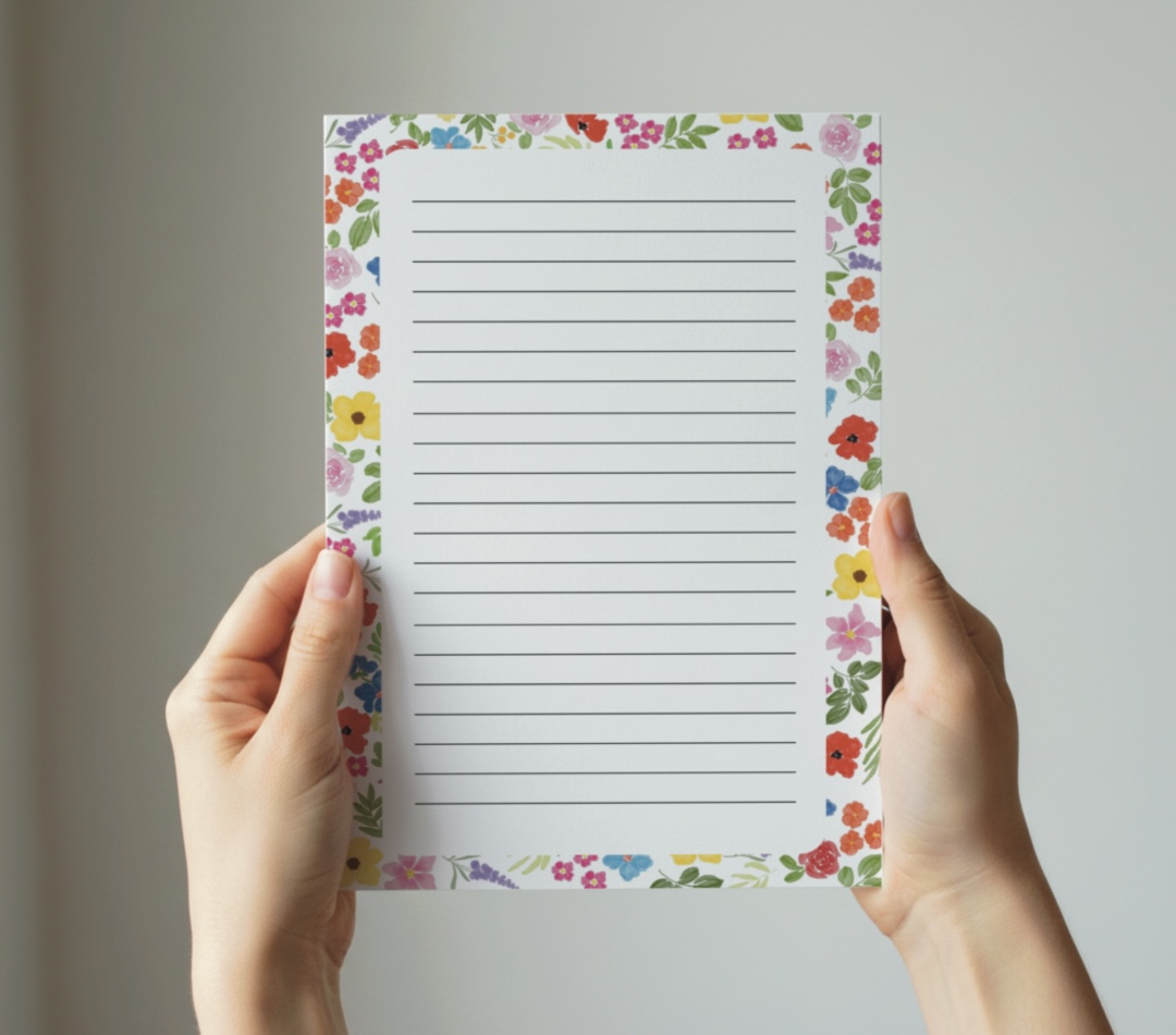 Floral Border Lined Notepad