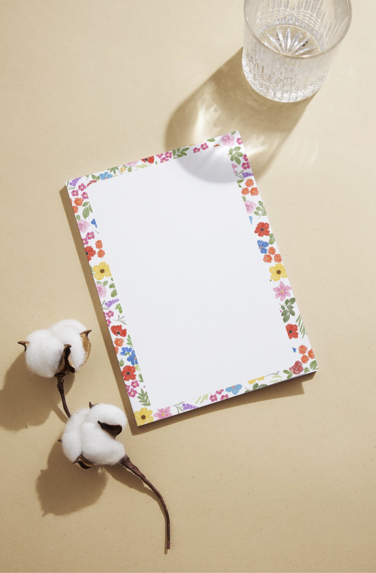 Floral Border Unlined Notepad