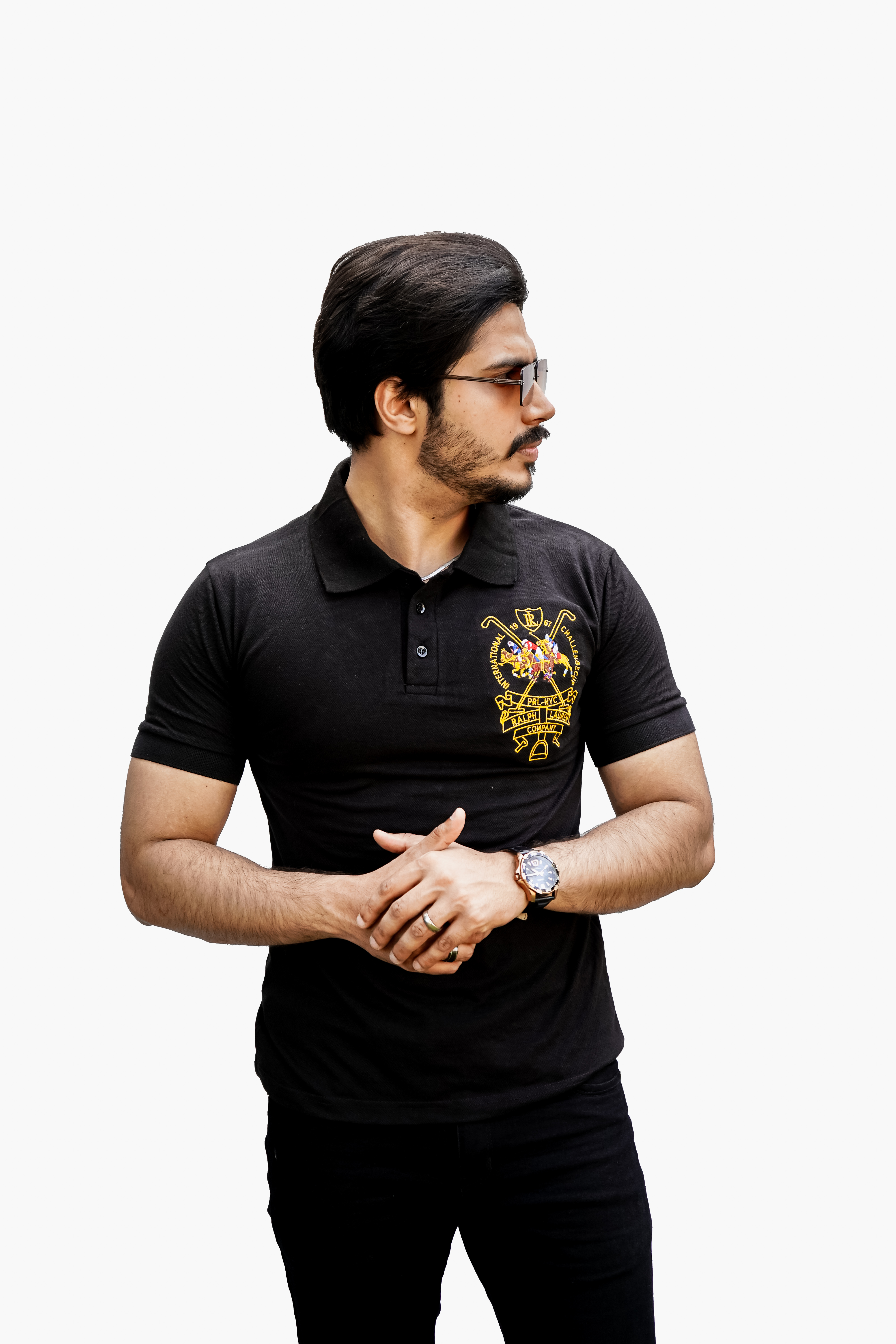 Button-Down Polo for Men - Black