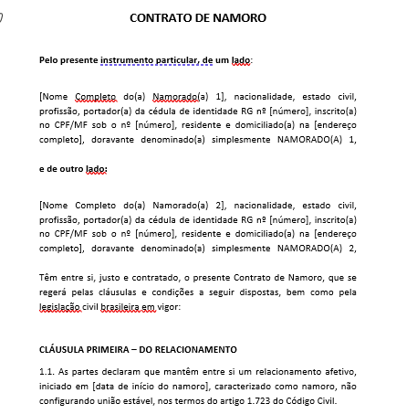 Contrato de Namoro (Português / Inglês)