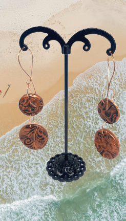 Handmade Boho Copper Swirl Polymer Clay Earrings
