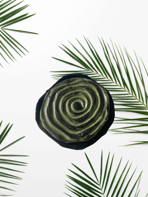 Brooch/Pin: Jungle Spiral Brooch – Handmade Jewelry in Deep Green Polymer Clay
