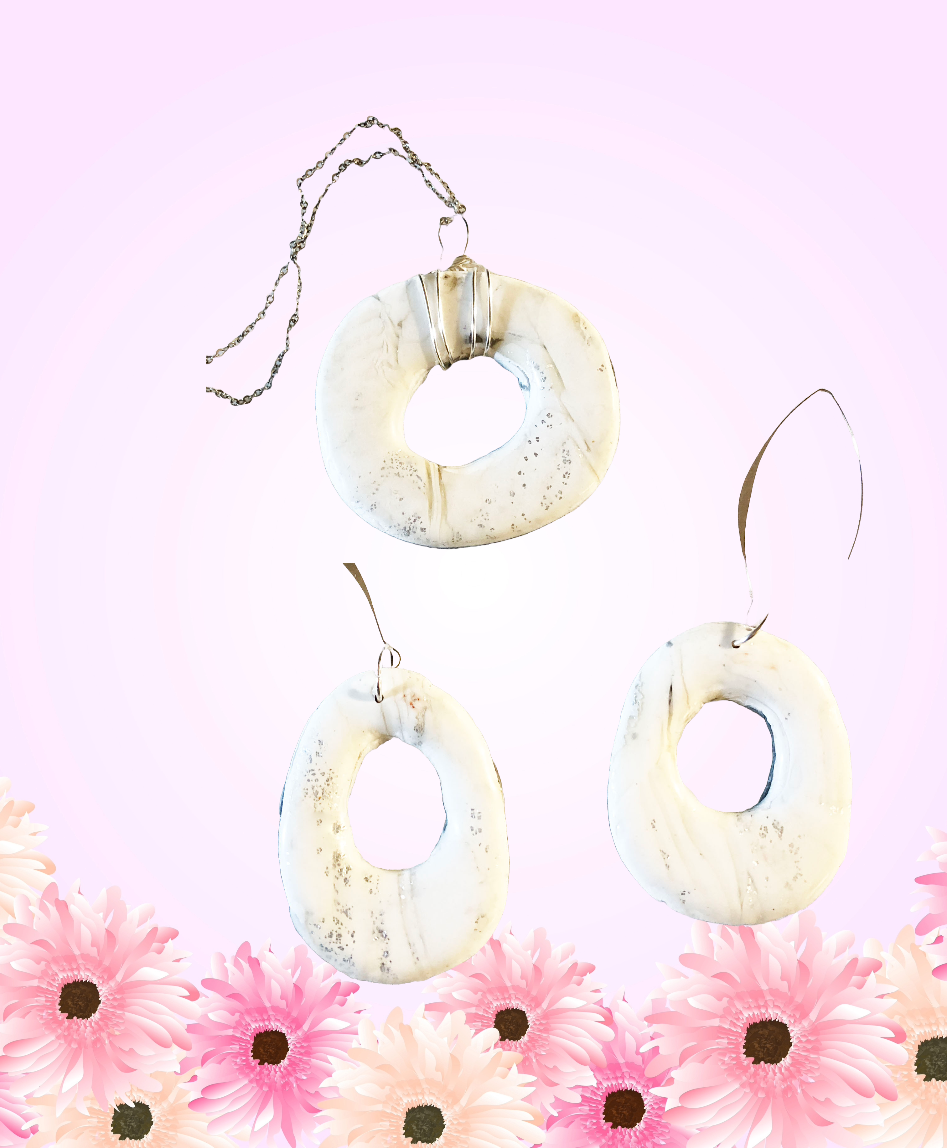 Ceramic Necklace and Earrings Set