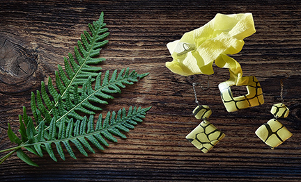 Handmade Polymer Clay Pendant & Earrings - "Love Lime"