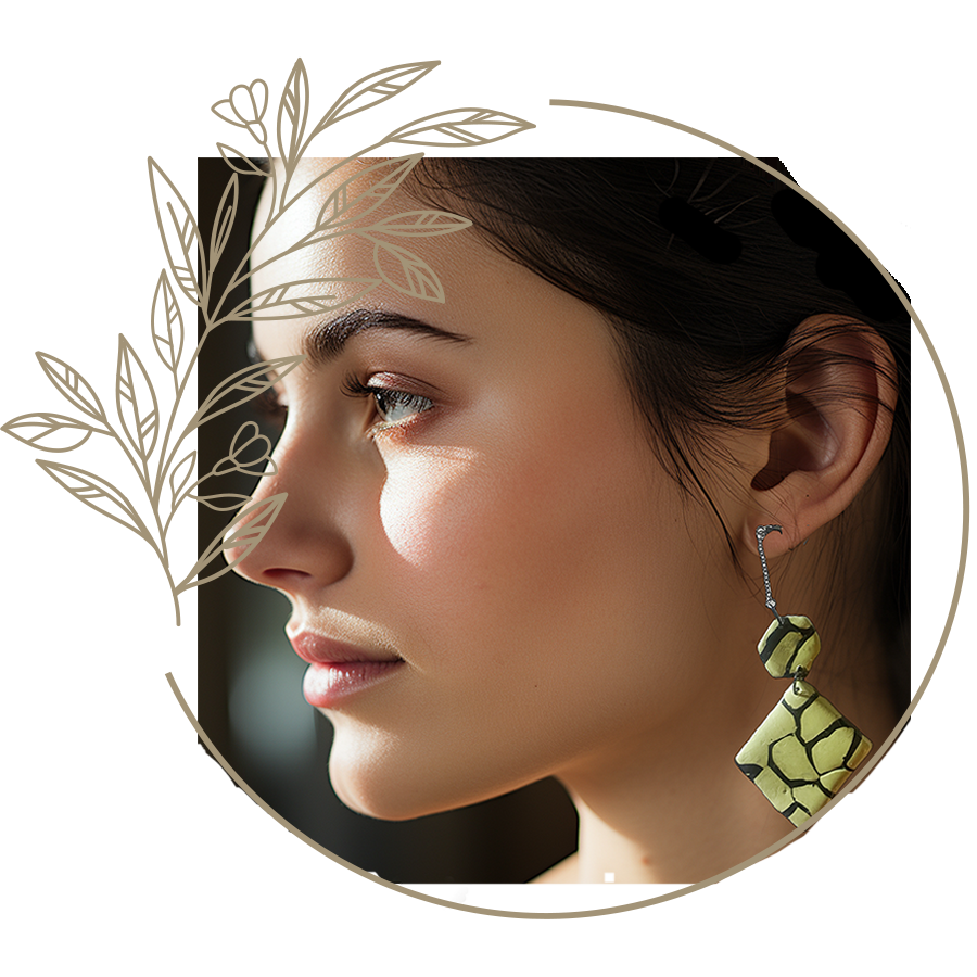 Handmade Polymer Clay Pendant & Earrings - "Love Lime"