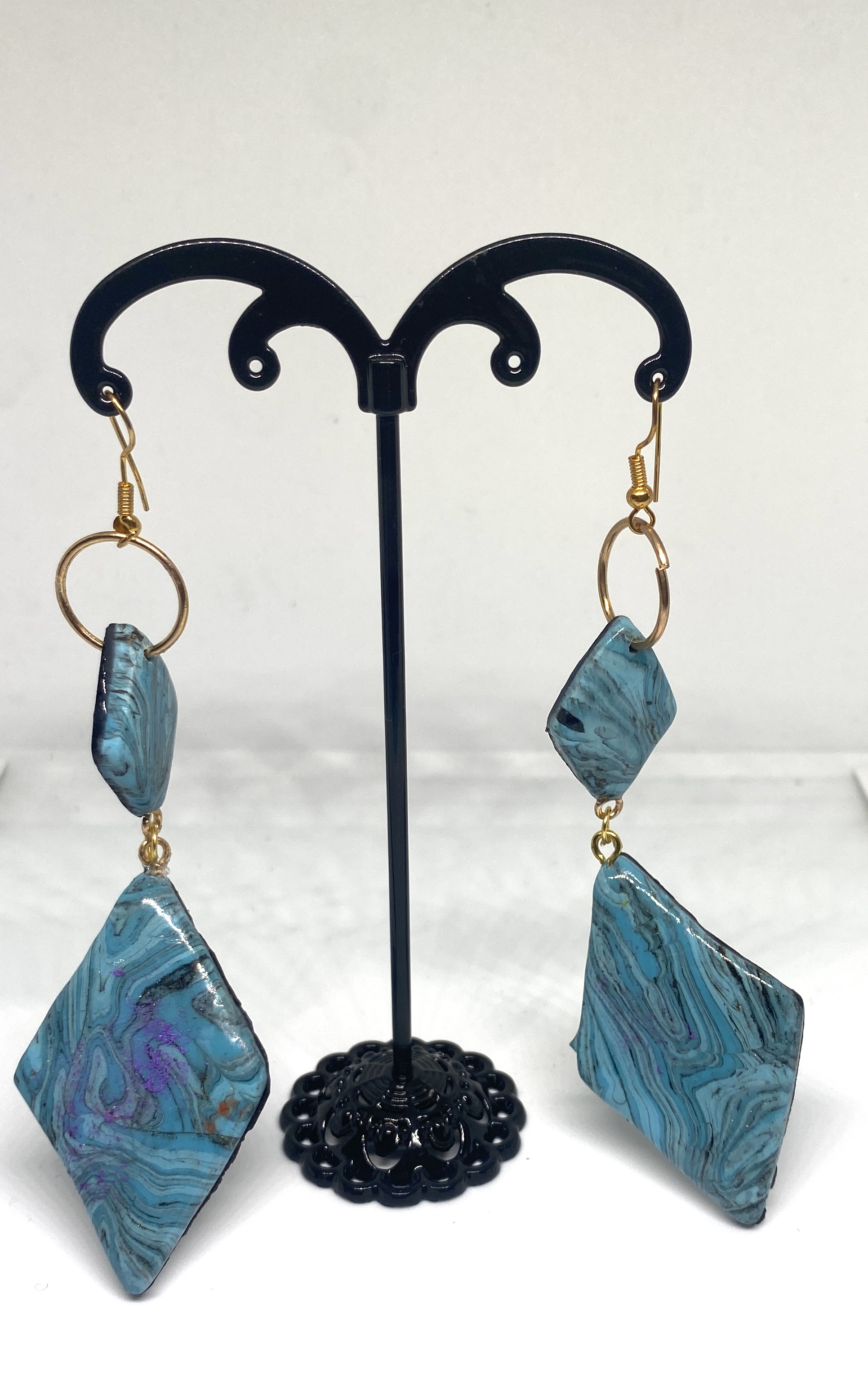 In Turquoise Polymer Clay Handmade Dangle Earrings