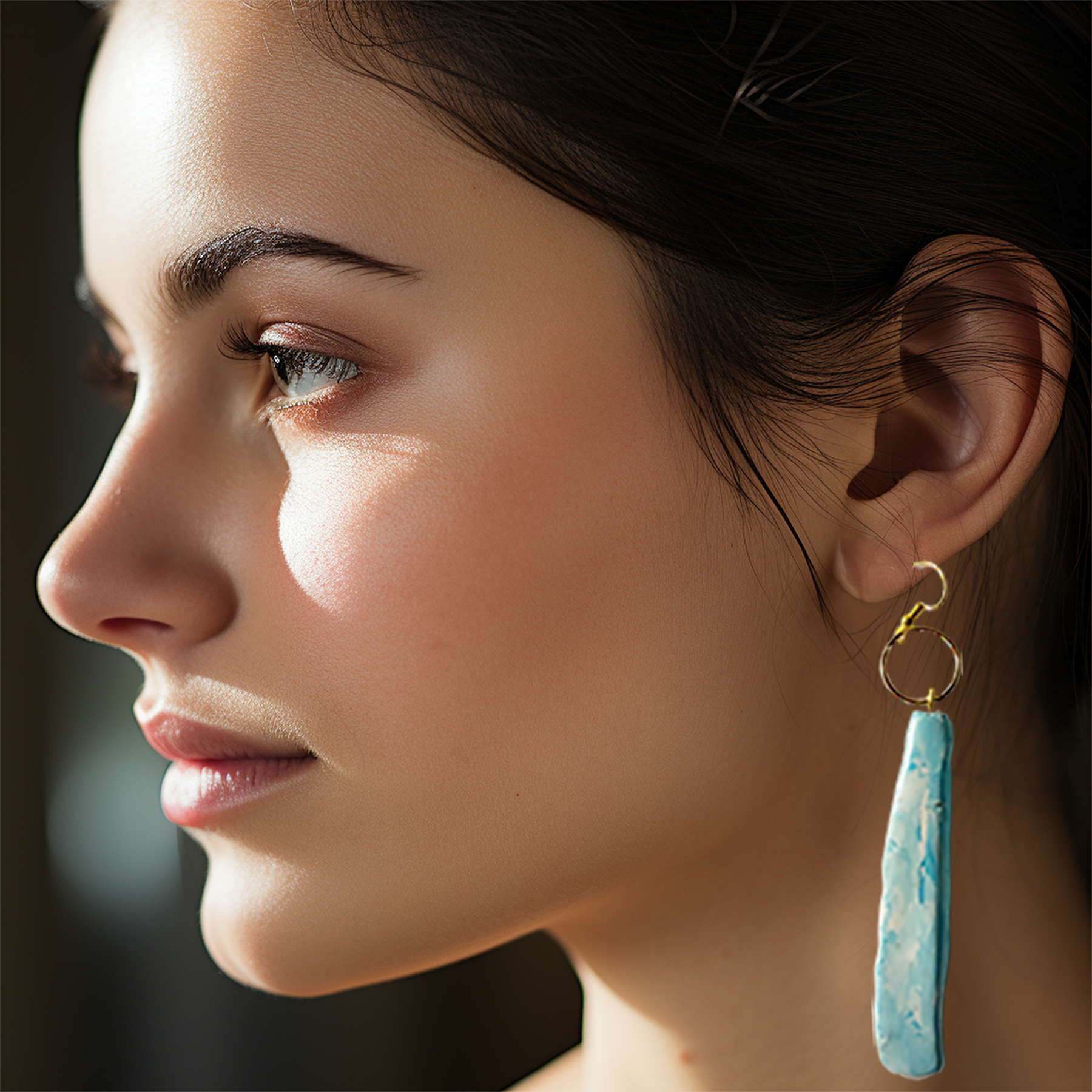 ❄️ Arctic Drip Earrings – Handmade Polymer Clay Dangle with Gold Accent