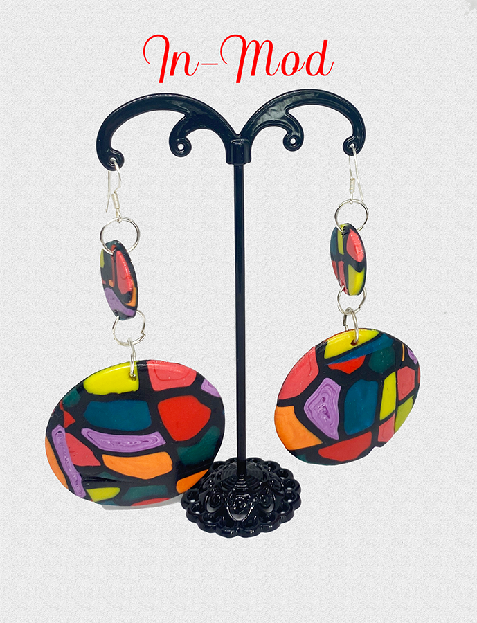 Handmade Retro Polymer Clay Earrings - "In-Mod"