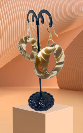 Earrings - Handmade Polymer Clay "Golden Vision Rounds"