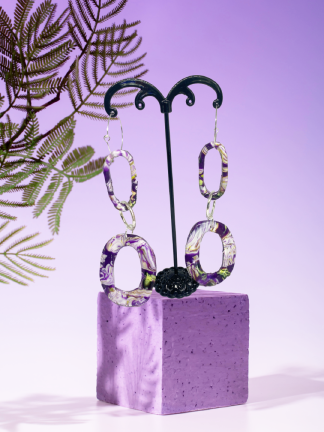 Earrings - Handmade Polymer Clay Earrings - "Purple Party"