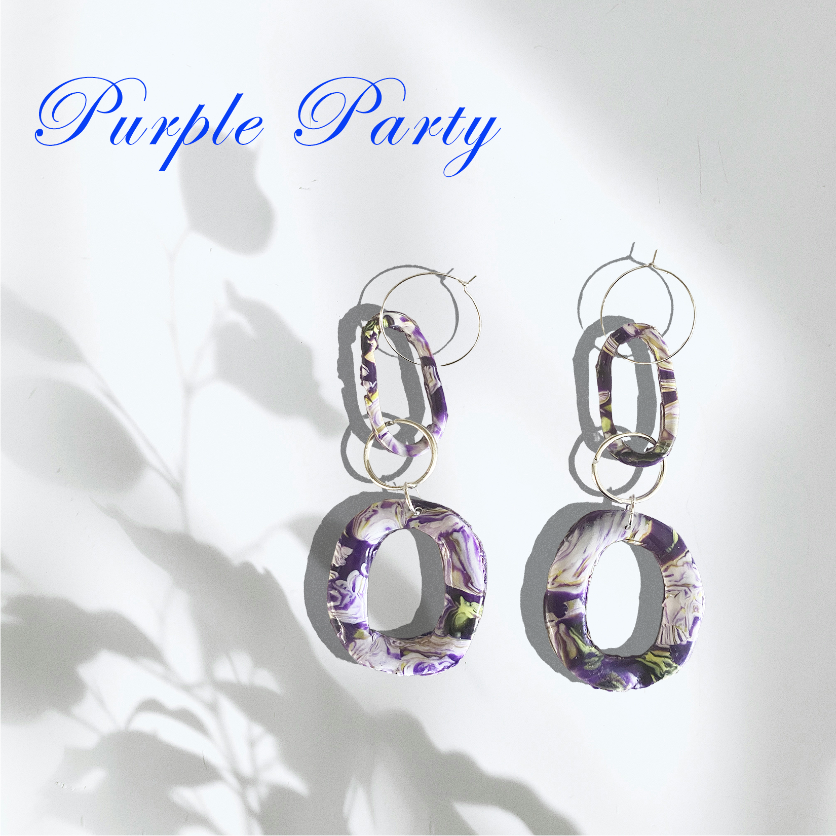 Earrings - Handmade Polymer Clay Earrings - "Purple Party"