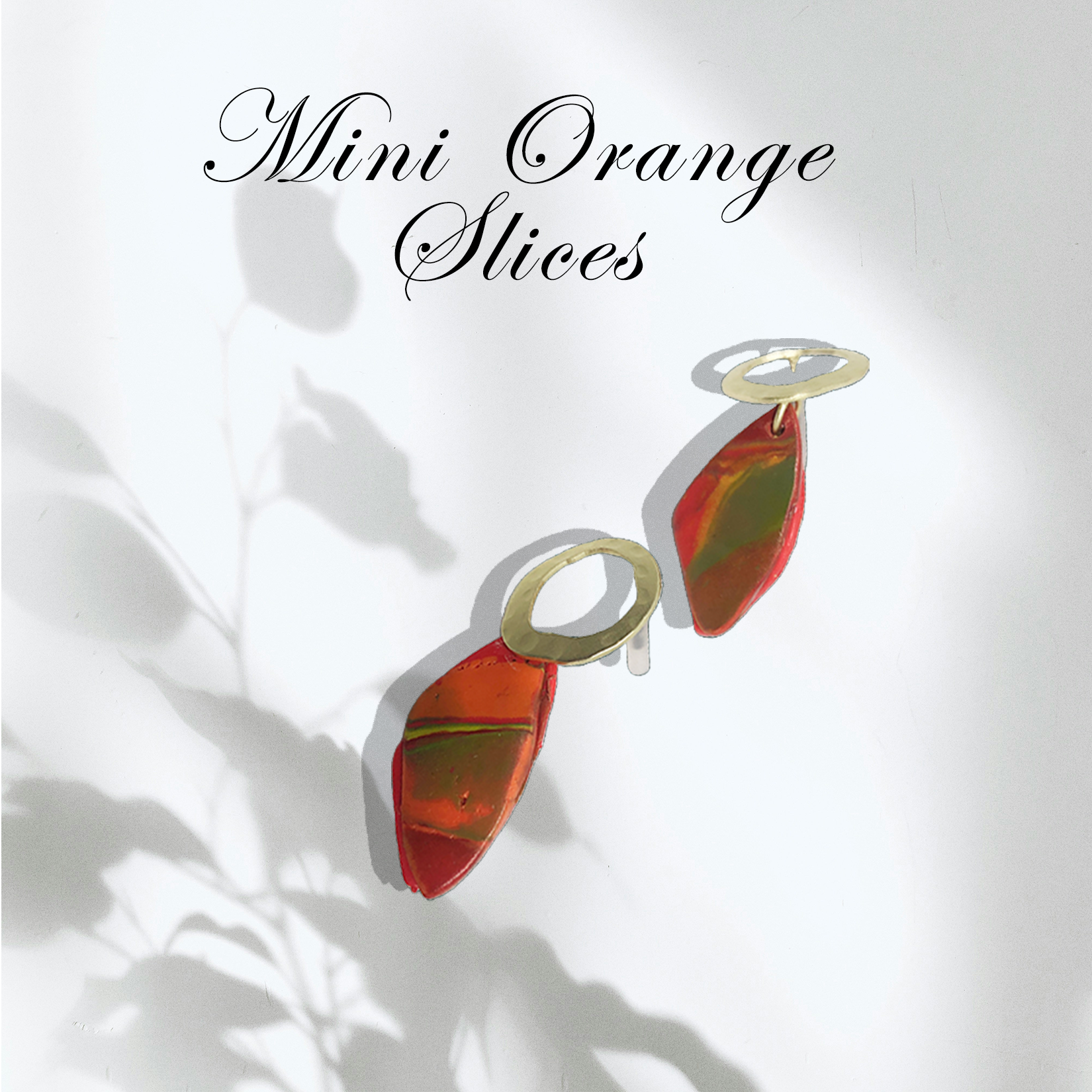 Earrings Handmade Polymer Clay "Mini Orange Slices"