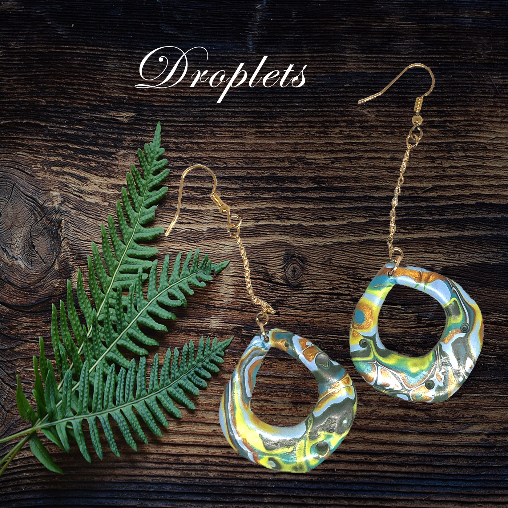 Earrings Handmade Polymer Clay "Boho Droplets"