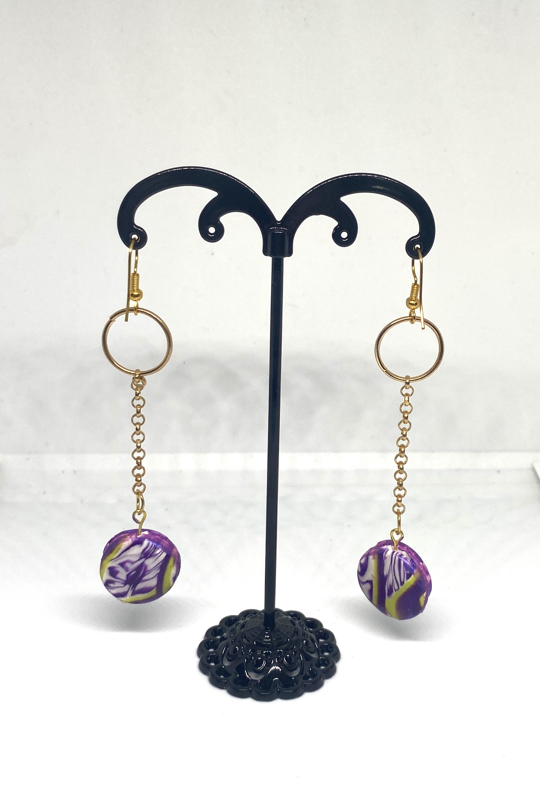 Earrings Handmade Polymer Clay "Little Round Dangles"