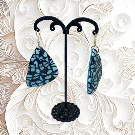 Earrings Handmade Polymer Clay "Blue Pebble Tears"
