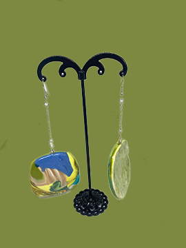 Jewelry Set - Polymer Clay Pendant & Earrings "Tropical Breeze"