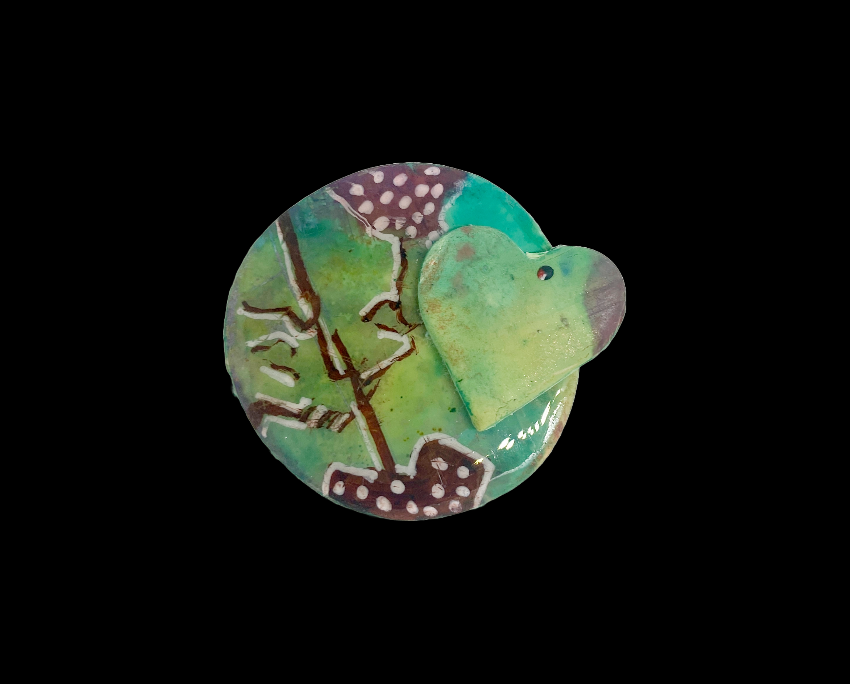 Brooch/Pin: Handmade Polymer Clay - "Forest Heart Brooch"