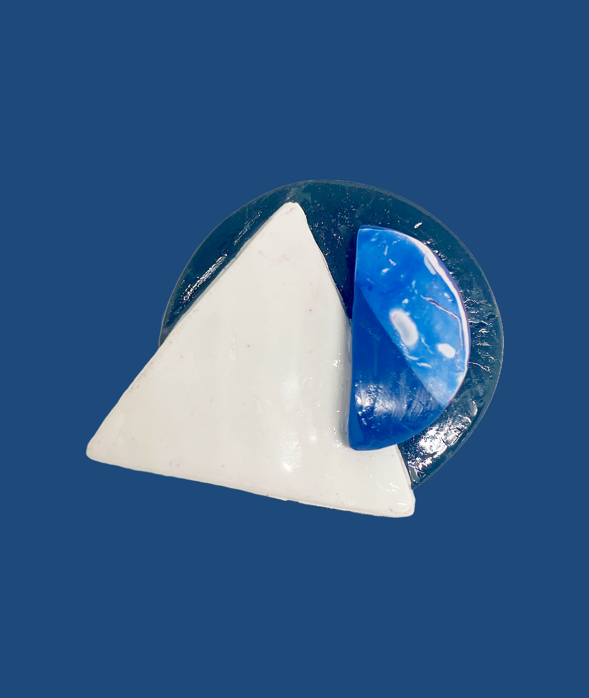 Midnight Geometry Brooch – Modern Handmade Jewelry in Polymer Clay