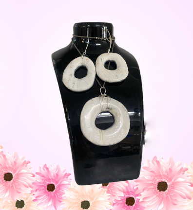 Jewelry Set - Handmade Polymer Clay Pendant and Earrings