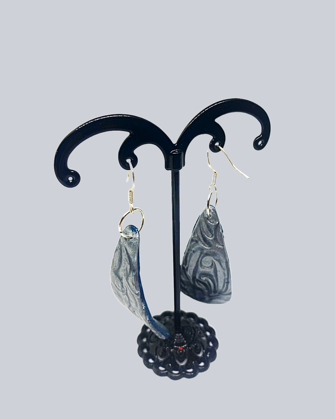 Earrings - Handmade Polymer Clay Earrings "Silver Tears"