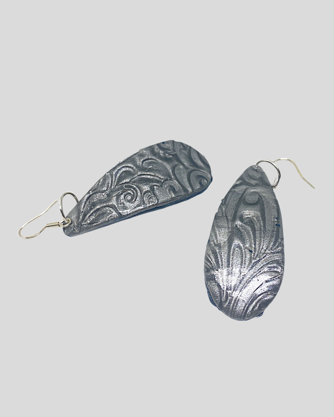 Earrings - Handmade Polymer Clay Earrings "Silver Tears"