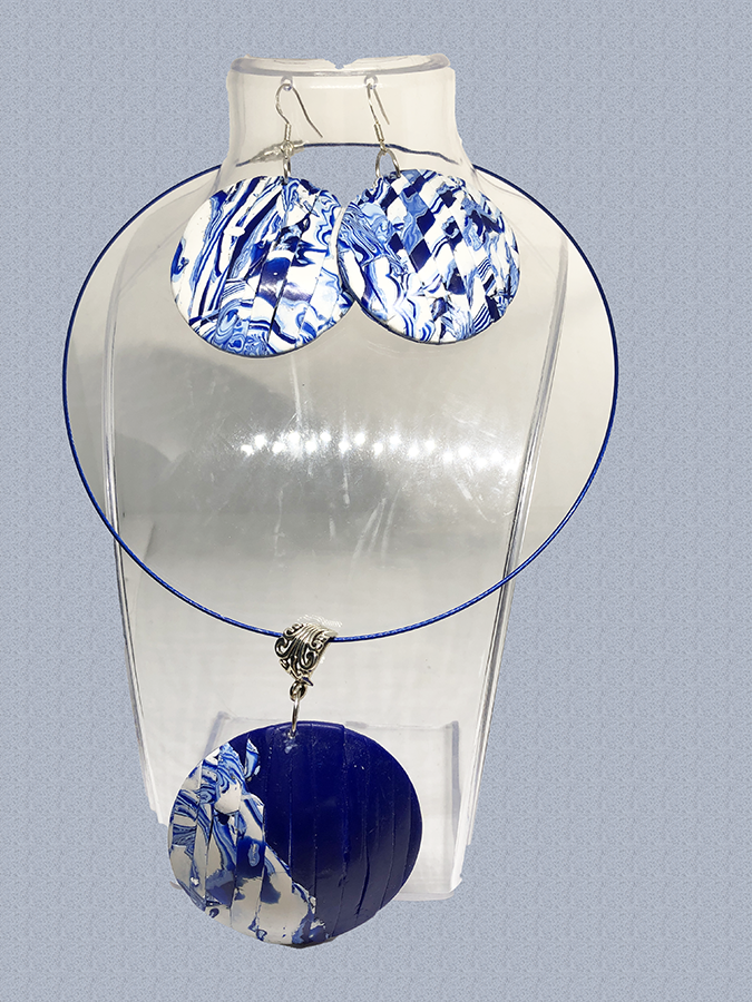 Polymer Clay Handmade Jewelry Set - Blue Storm