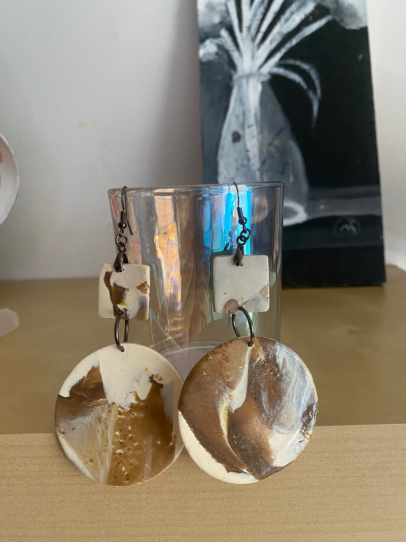 Earthy Marble Polymer Clay Earrings