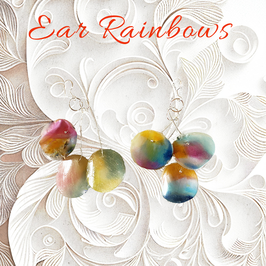Earrings - Feather Rainbows Handmade Resin Dangle Earrings