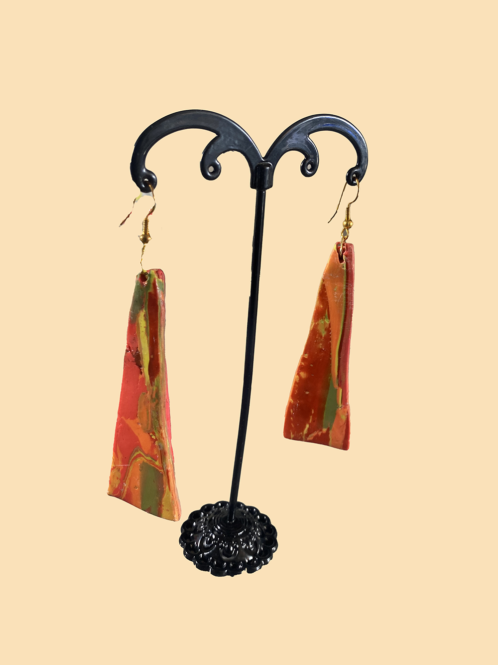 Handmade Polymer Clay Earrings - "Tropical Orange"